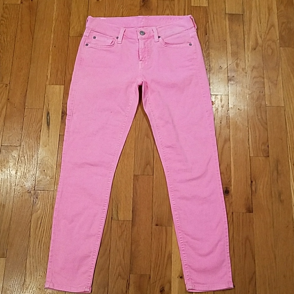 Hot Pink Cropped Skinny Denim
